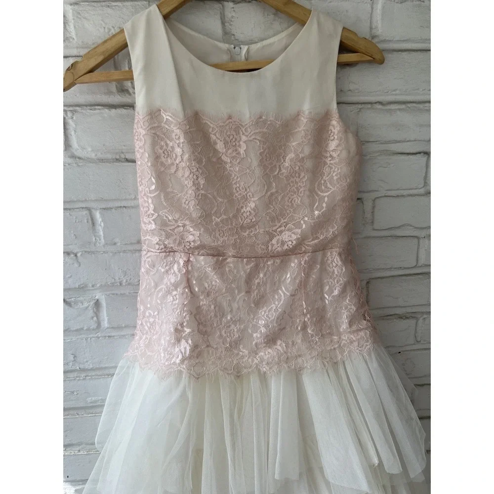 Chantilly Place Girls Size 14 Dress Pink Lace Drop Waist Tulle Formal Pageant